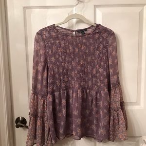 American Eagle Floral Lavender Chiffon Blouse-M